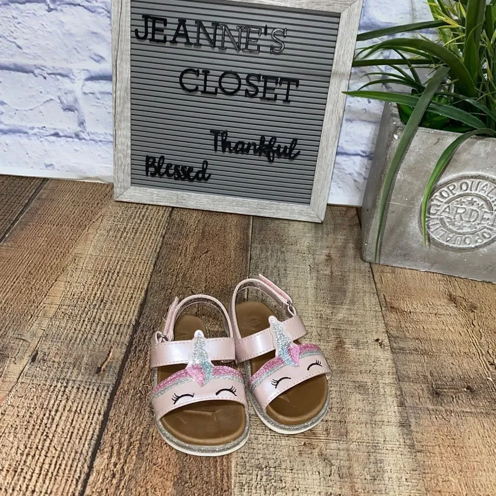 💜 Wonder Nation Infant Girls' Unicorn Sandals Size 4 Pink